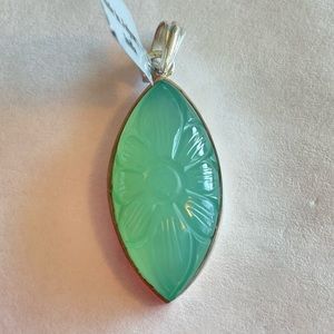 Sterling Seafoam Green Chalcedony Pendant